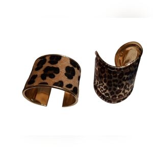 Two Leopard Print Cuff Bracelet Small
